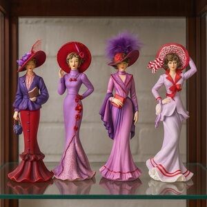 Thomas Kinkade Portraits of Style and Grace collection Elegant Lady Figurine Set